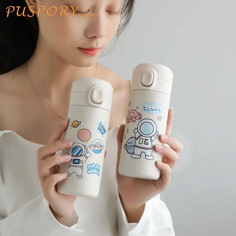 

Baby Drinking Bottle Kids Cute Cartoon Pattern Stainless Steel Anti Fall Water Cup Kindergarten Portable Vacuum Flask Kettle