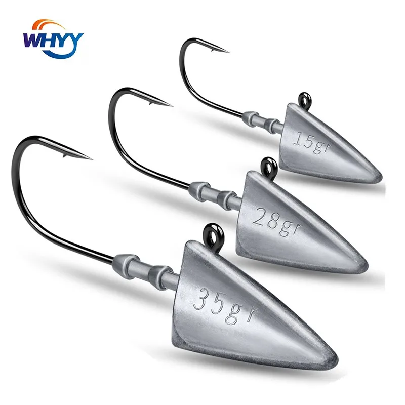 

WHYY Luya Lead Head Hook Primary Color Fish Head Lead Head Hook 7g-35g Soft Insect Hook with Barb Root Hook Facing Upward Hook