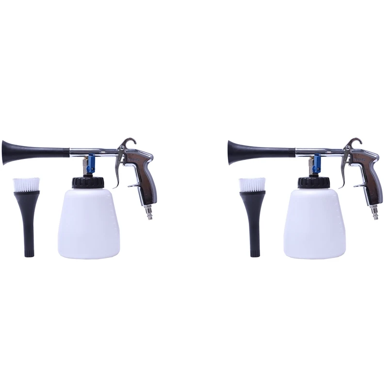 

2X Air Pulse Device Pneumatic Dust Gun Car Interior Cleaning Gun Portable Air Gun (US Interface) With Brush Head