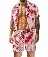 summer graphic print short sleeve shirt set casual men loose shirts shorts sets beach fashion mens hawaii cardigan 2 piece suit