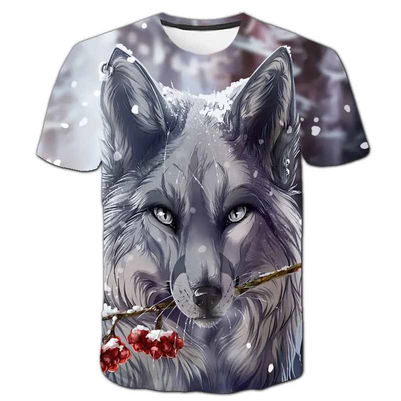 

2022 Animal Wolf Print Summer Kids Short Sleeve Casual T-Shirt 3D Printing Boys Girls Snow Wolf Fashion T-Shirts
