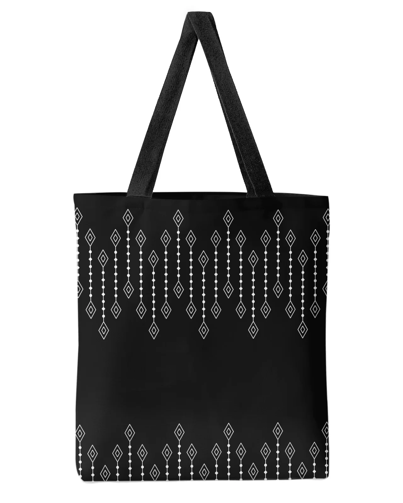 

Boho Geometric Pattern Rhombus Black Large-capacity Women Shopping Tote Bag Girl Female Lady Reusable Shoulder Student Handbags