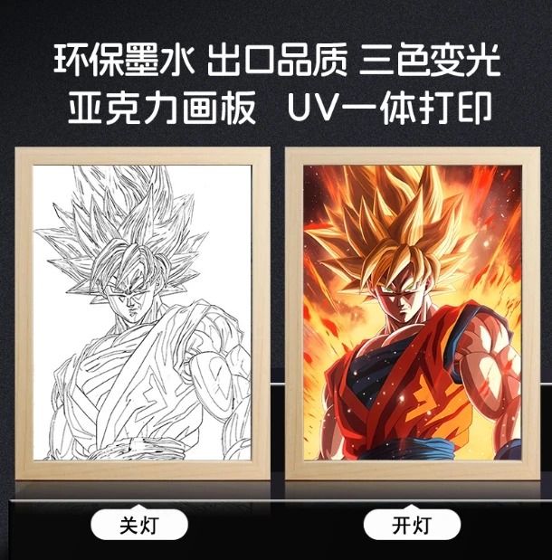 Dragon Ball Goku аниме фигурка Genshin Impact световая картина фоторамка светодиодные лампы
