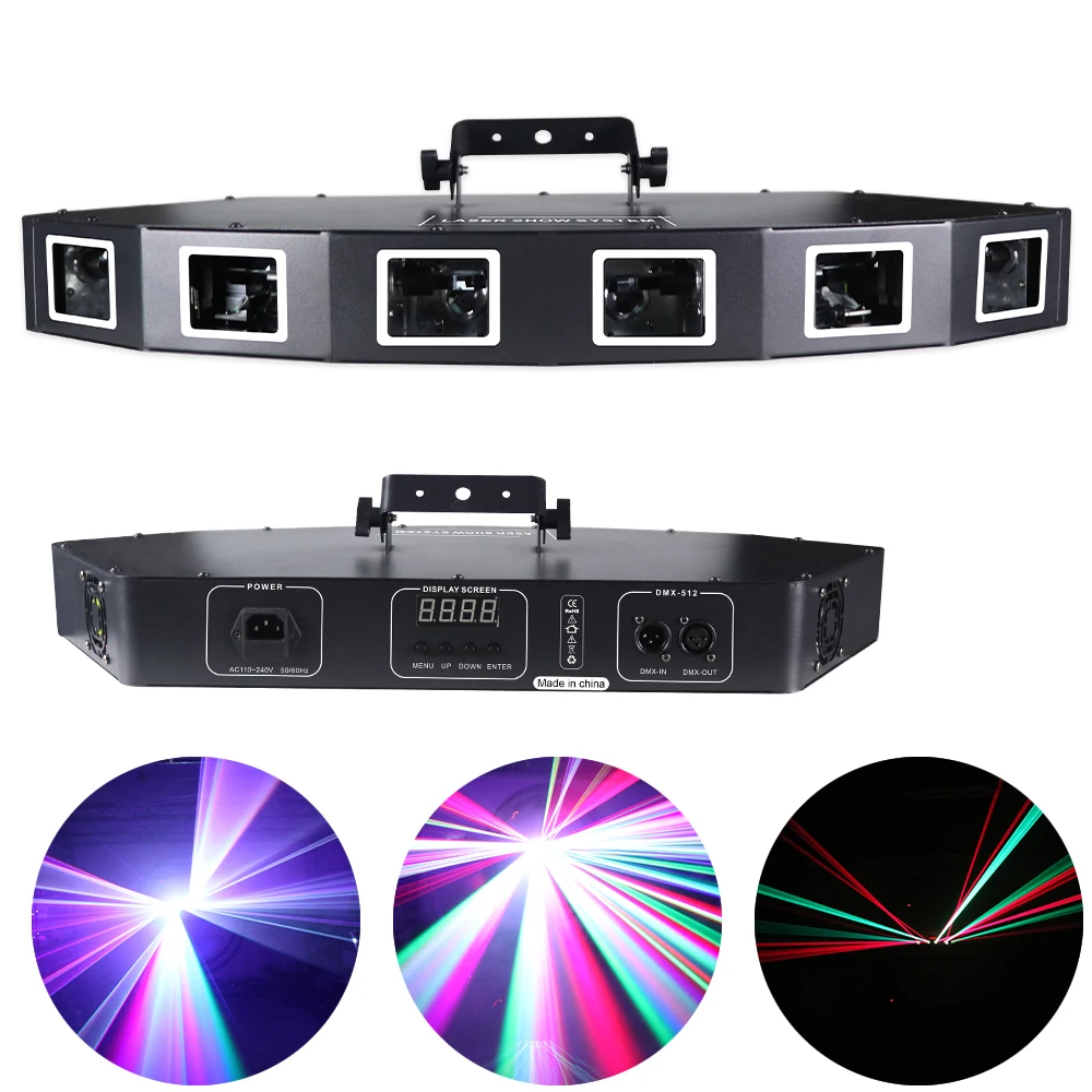 Лазерный RGB проектор 6 eyes 3NI1 DMX512 со звуковой активацией, освещение для домашвечерние, диджея, контроллер, освещение для дискотеки, клуба KTV