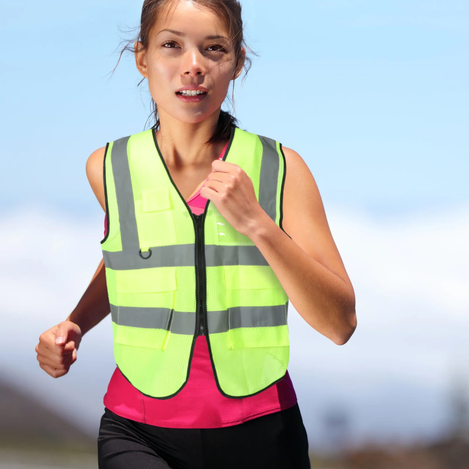 

Reflective Running Vest Safety Gear High Visibility for Night Walking Cycling and Work with Fluorescent Bands