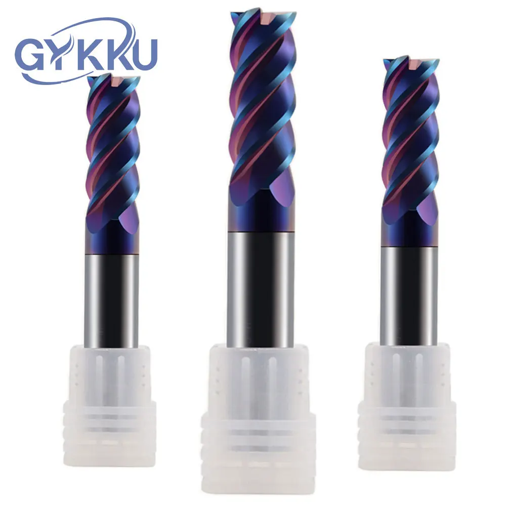 

GYKKU HRC65 End Mill Carbide Alloy Tungsten Steel Milling Cutter End Mills CNC Machine Cutting Tools Square 4 Flutes Router Bit