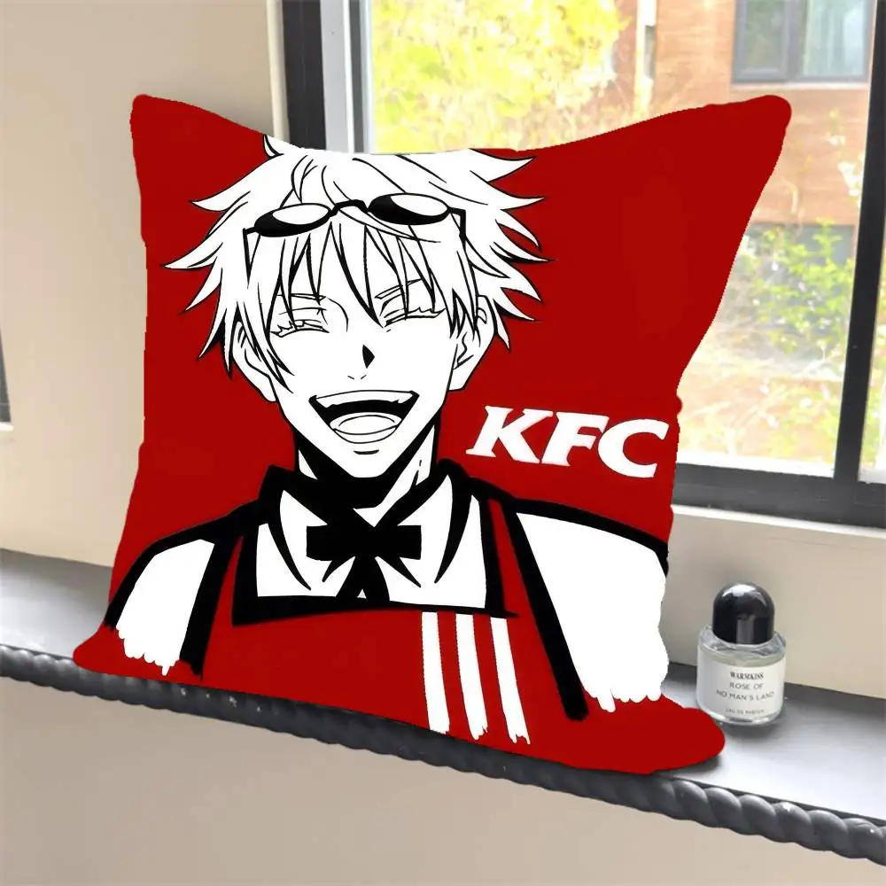Фото Квадратная декоративная подушка RED KFC в стиле японского аниме Jujutsu Kaisen (пародия), для спальни, дивана, отдыха, автомобиля, домашнего декора №4