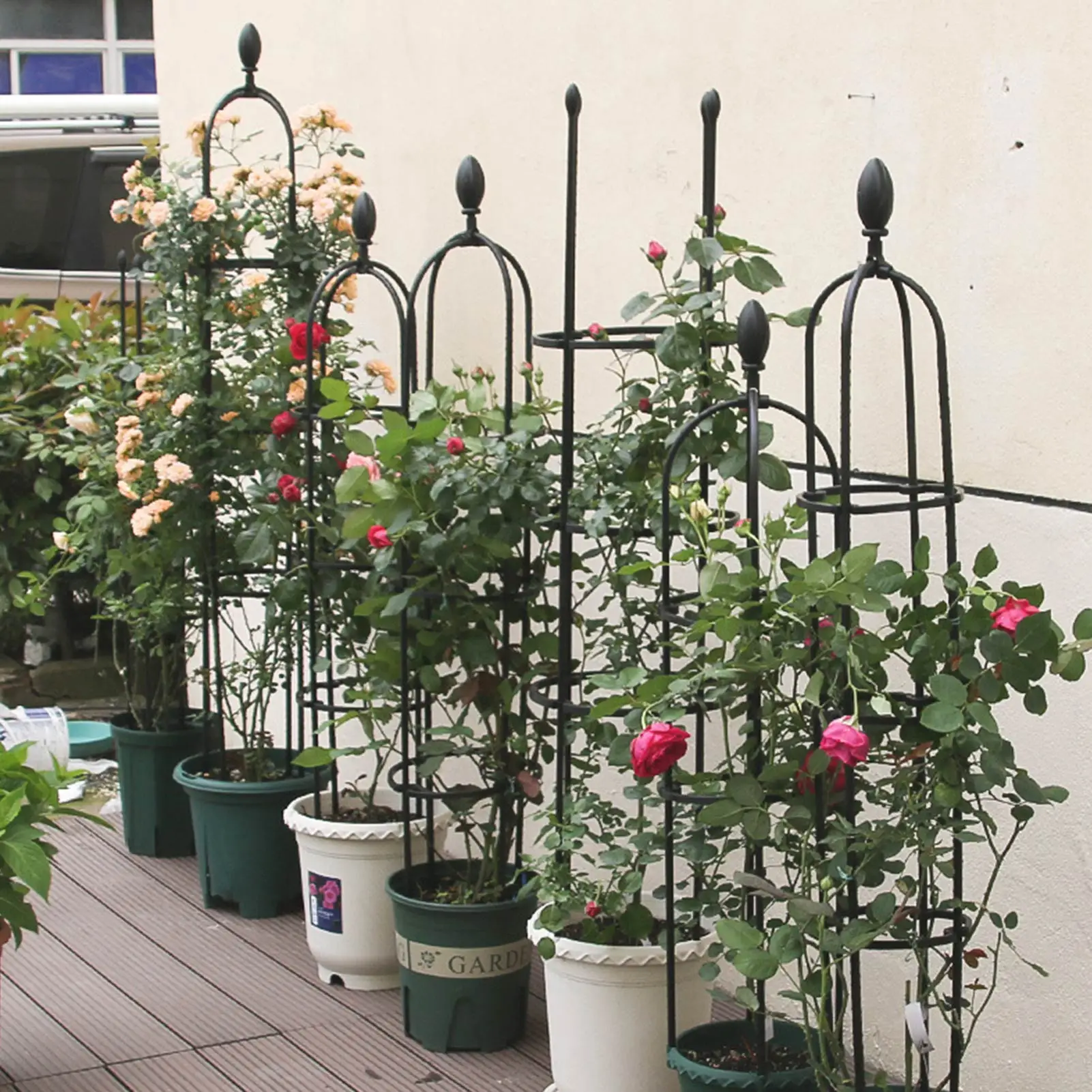 

Tower Obelisk Garden Trellis Metal Plant Cage Flower Support For Climbing Plants Vines PE Steel Frame For Orchard And Garden