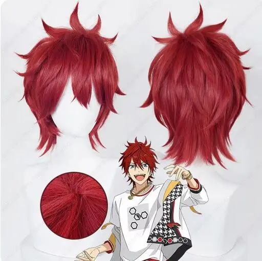 Сумасшедший парик для косплея красные короткие волосы 35 см термостойкие