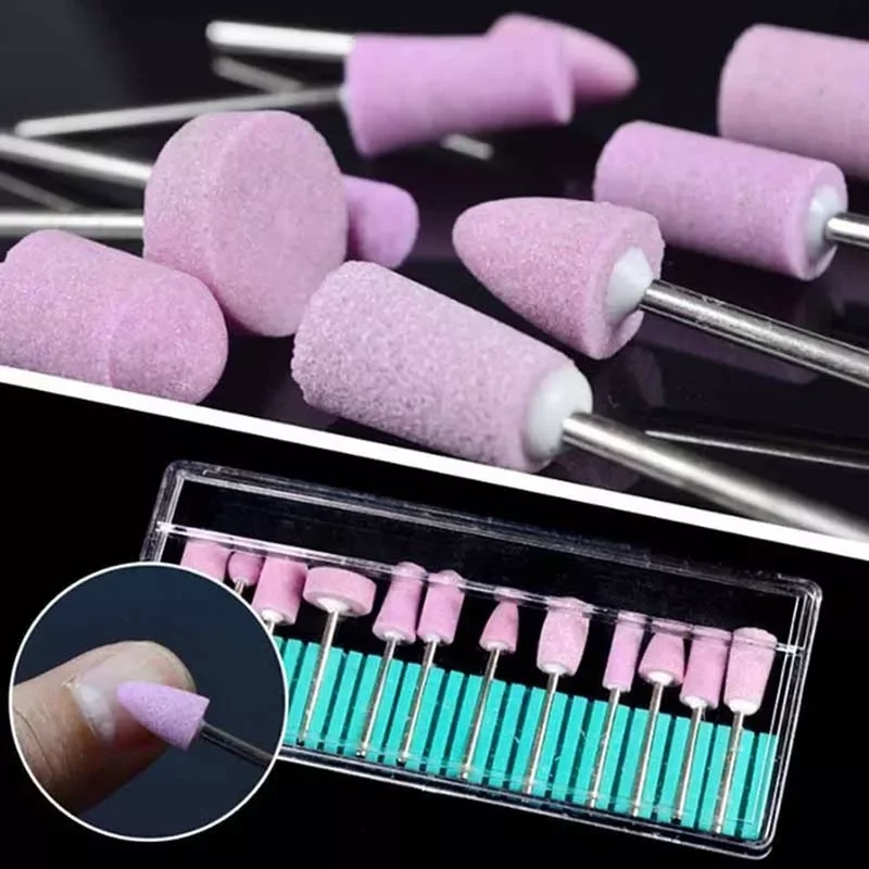 

12PCS/Set Quartz Nail Electric Manicure Drill Bits Nail Polishing Head Cutters Set Pink Pedicure Milling Cutter Files Nail Art