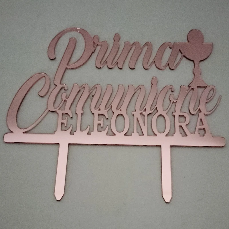 Personalized Name Date Italian Prima Comunione+Name Cake Topper For Kids Communion Party Decoration YC332