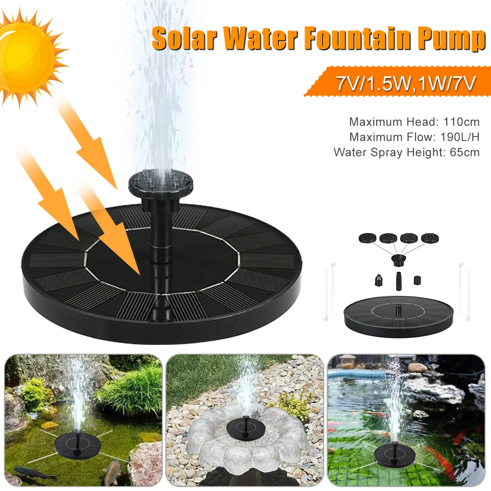 

7V/3W 6 Nozzles Solar Water Fountain Pump Colorful LED Lights Floating Garden Fountain Pump Swimming Pools Pond Lawn Decor