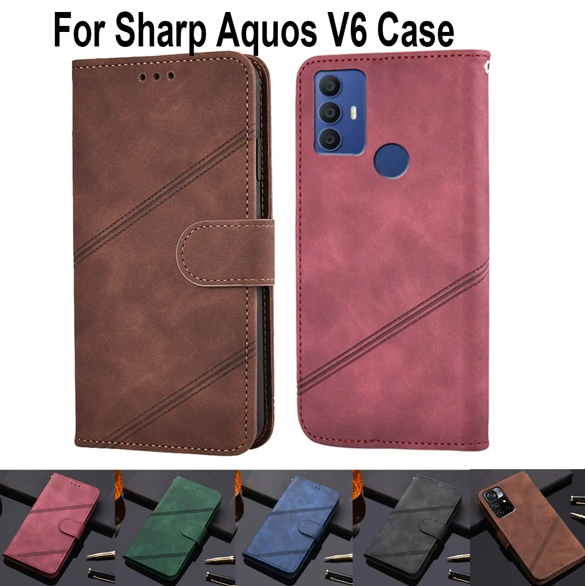 

Luxury Wallet Flip Cover For Sharp Aquos V6 Book Case Funda For Aquos V6 Protective Phone Case Leather Vintage Shell Coque Capa