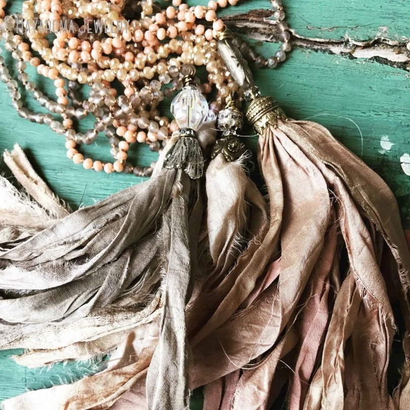 10 шт. простое обтягивающее сари в стиле потертого бохо шелковое ожерелье с