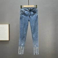 jeans for women fashion 2022 spring autumn new high waist slim jean trousers rhinestone skinny pants women jeans pencil pants