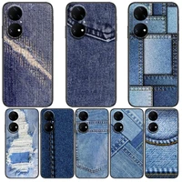 jeans cowboy denim printed phone case for huawei p50 p40 p30 p20 10 9 8 lite e pro plus black etui coque painting hoesjes comic