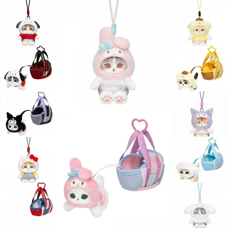 Фото Плюшевая игрушка-брелок Sanrio Shark Cat: Мелоди, Куроми, Почакко, Марронкрем, Мофусанд. Мягкая кукла-подвеска для рюкзака. №1
