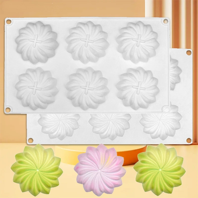 

6 Cavity Geometry Spiral Flower Silicone Mold Whirlwind Bakeware Mold DIY Chocolate Baking Tools Cake Decoration Accessories