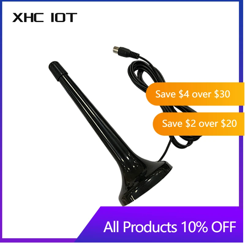 

Small Sucker Antenna 3dBi Gain TV Male with Two Adapters Magnetic Base XHCIOT TXFM-XPL-300TV for Radio Frequency Band IoT