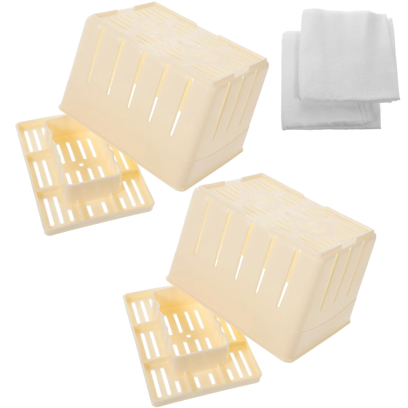 

2 Sets Bobbin Tofu Maker Mold Bean Curd Making Tool Kitchen Molds Organic Cheese Filter Cloth Sturdy Pp Reusable