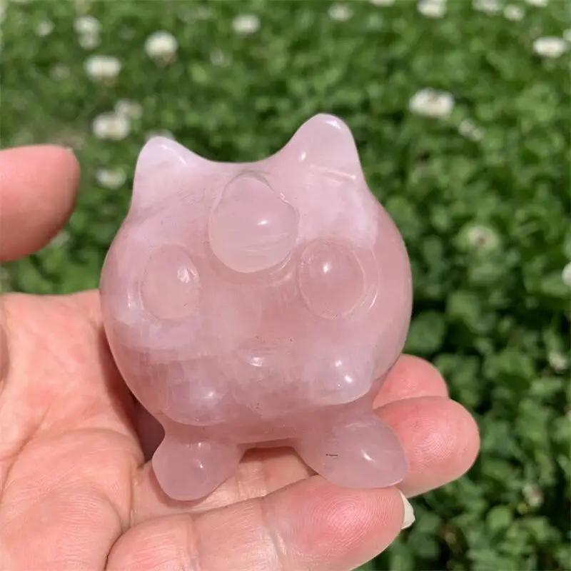 

Натуральный розовый кварц ручная резная мультяшная скульптура полированный Кристалл лечебный камень домашний декор креативные подарки