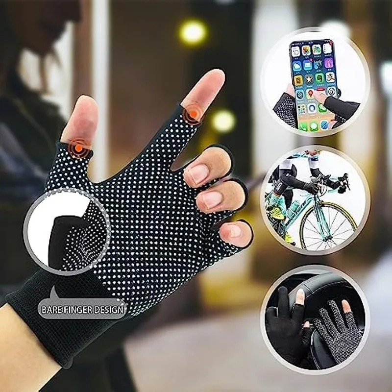 

3pcs Women's Half-Finger Slip Breathable Fingerless Summer Sunscreen Dot Anti-Slip Riding Outdoor Men's Leakage Thin Gloves