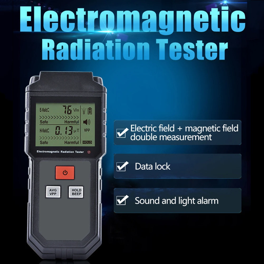 

ET825 Digital LCD EMF Meter Portable Electromagnetic Radiation Detectors Tester Electric Field Magnetic Dosimeter Detector