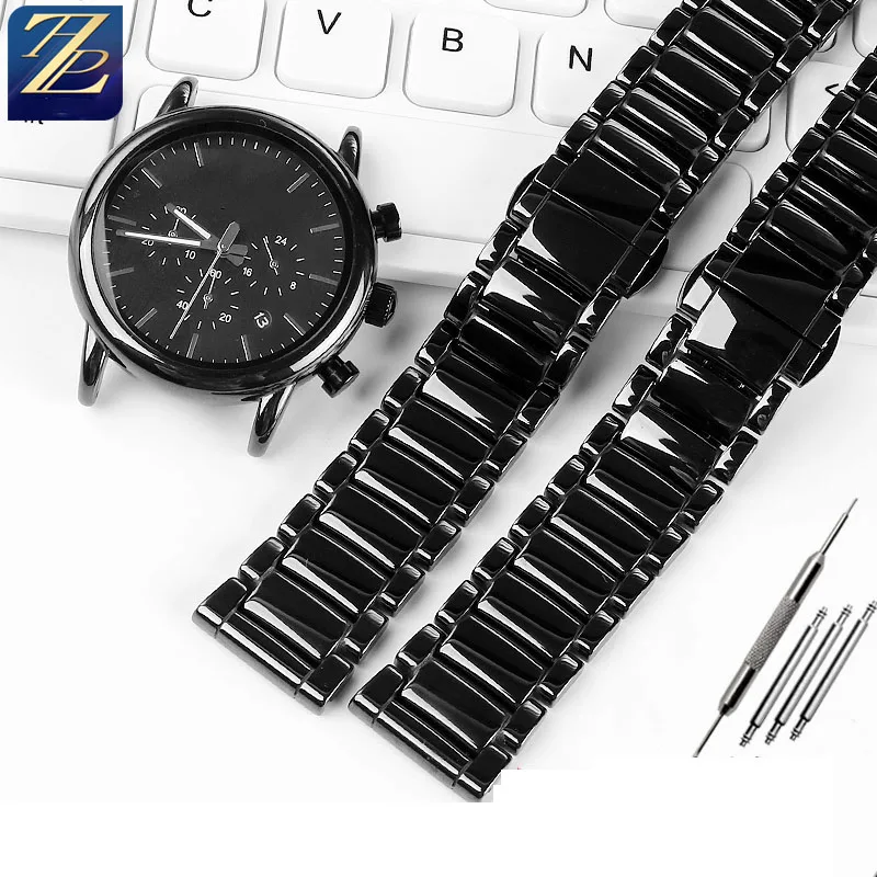 

High-grade bright ceramic strap for Armani watch AR1507 AR1509/70002 AX7105 ceramic watch black 22mm bracelet watchbands