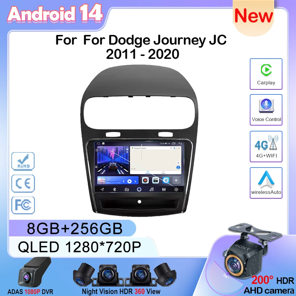 Автомагнитола для Dodge Journey JC 2011-2020 2 DIN Android 14 GPS DVD