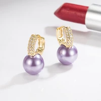 womens fashion charm hoop earrings shiny crystal colorful pearls trendy female wedding earring accessories jewelry best gifts
