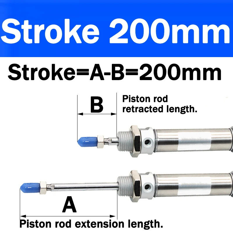 

Мини-пневматический цилиндр двойного действия из нержавеющей стали MA16/20/25/32/40, ход поршня 25–500 мм, цилиндр давления воздуха