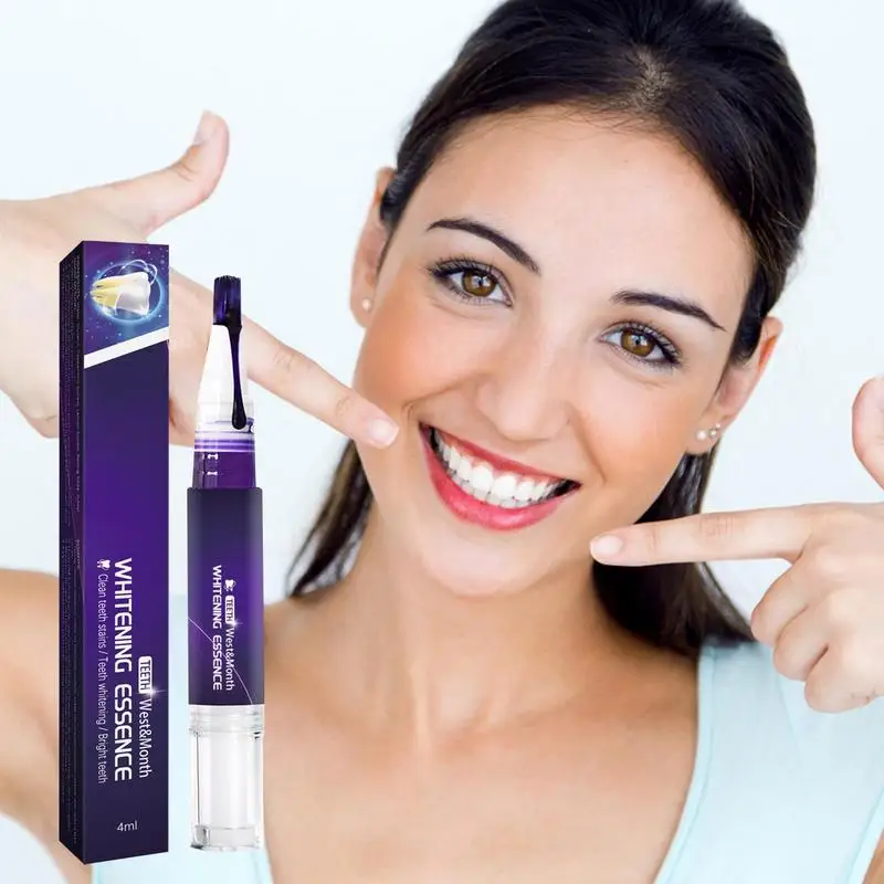 

V34 Purple Whitening Toothpaste Pen Instant Remove Tooth Smoke Tea Stain Colour Corrector Pencil Professional Dental Brightener