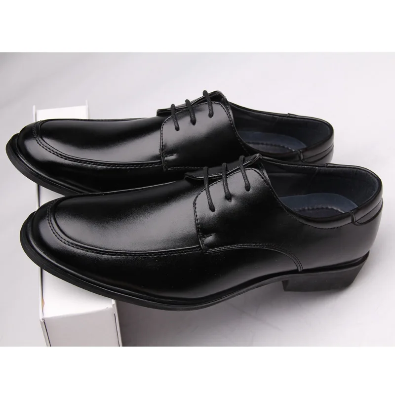 

Men Formal Leather Shoes Casual PU Round Shape Lace Waterproof and Non Slip Breathable Increas