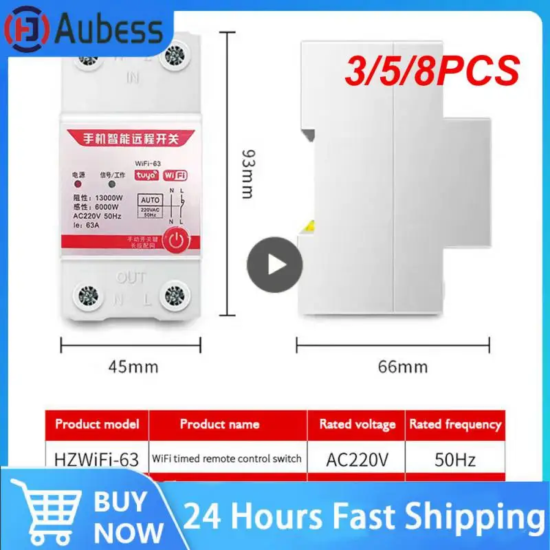 

3/5/8PCS Remote Control Tuya Wifi Smart Circuit Breaker Switch Ac220v Smart Timing Module Smart Life/graffiti App