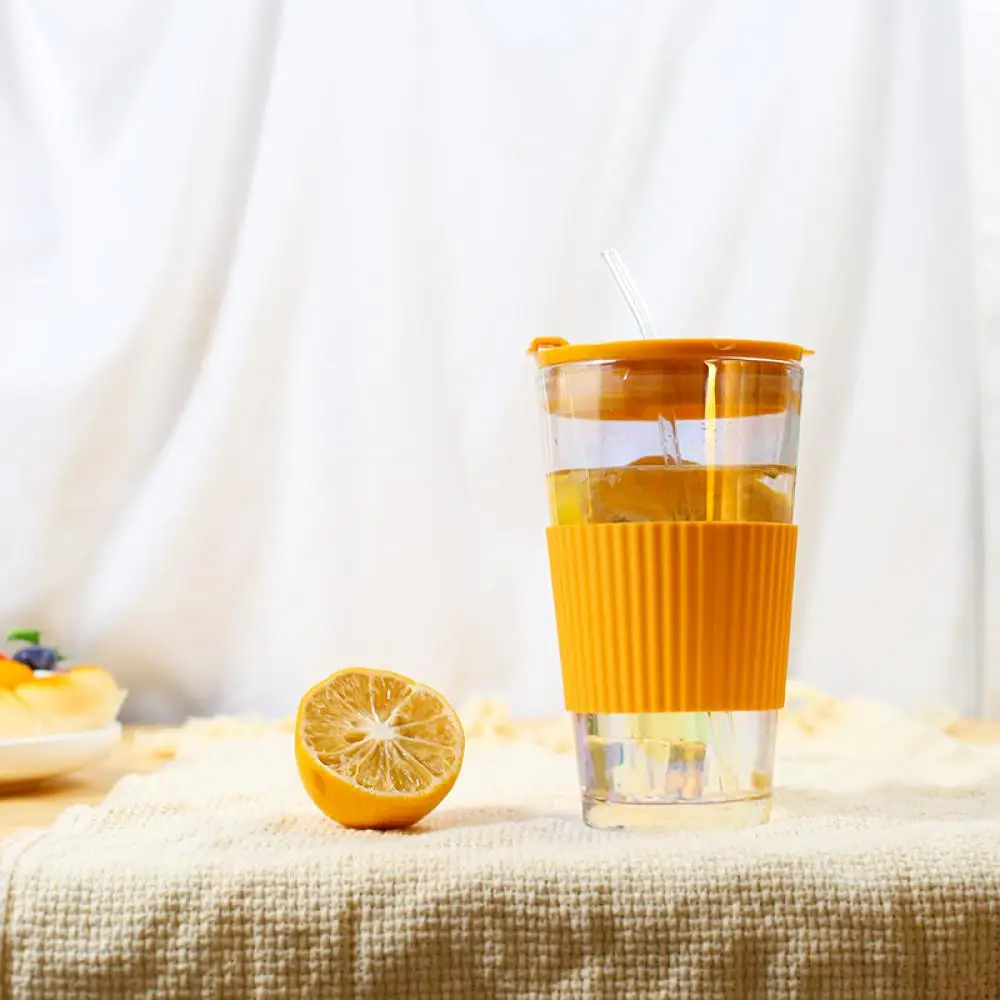 

Large-Capacity Glass Straw Cup Portable Household High Temperature Resistant Straw Water Cup Office Coffee Cup 2022 New Product