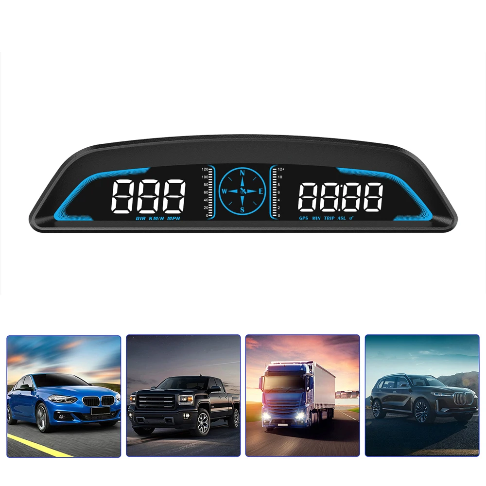 

Цифровой спидометр GPS HUD, умные гаджеты со спидометром и сигнализацией, подходит для всех автомобилей