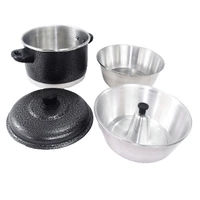 cookware set 3 in 1 pfor pudding cake recipes with super resistant black cracked aluminum lid