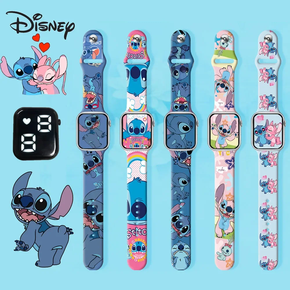Цифровые детские часы Disney Stitch фигурки аниме светодиодные умные сенсорные
