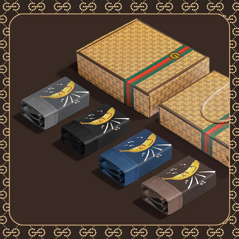 Трусы GDAD мужские хлопковые, легкие дышащие боксеры с индивидуальным принтом в виде банана, прозрачные сетчатые быстросохнущие