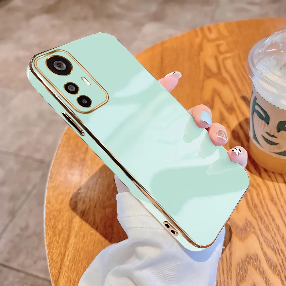 

For Xiaomi 12T 13 Pro 12 Lite 5G Soft Original Square Cases Luxury Plating Soft TPU Cover Shockproof Case