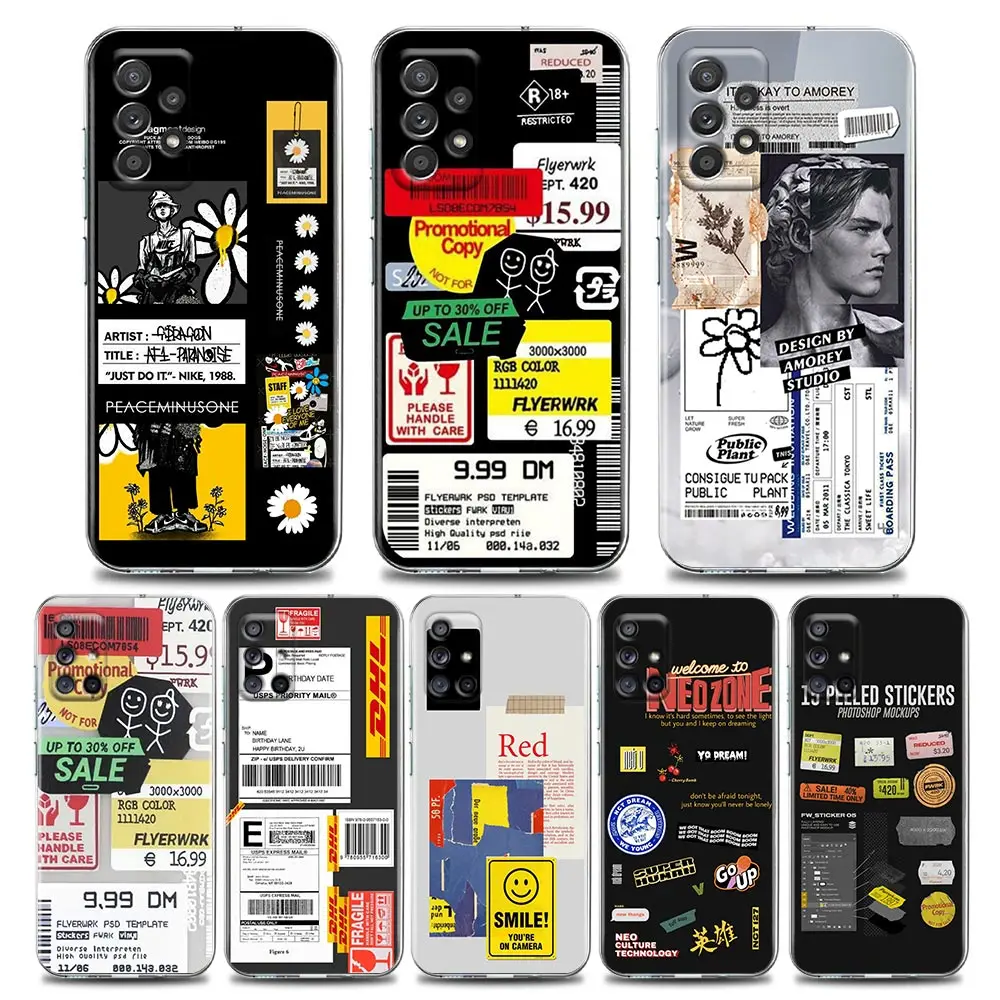 

Retro Bar Code Label Clear Phone Case for Samsung A01 A02 A02s A11 A12 A21 S A31 A41 A32 A51 A71 A42 A52 A72 Soft Silicone