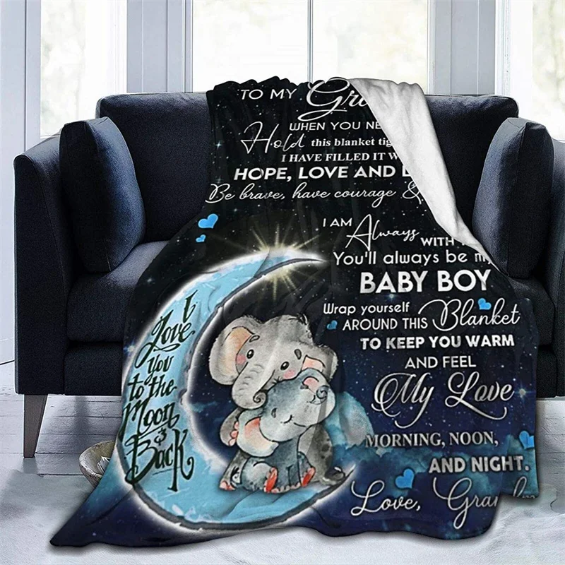 

To My Grandson From Grandma Soft Plush Gift Flannel Microfiber Fleece Bedspread Sherpa 3D-Printed Blanket Couch