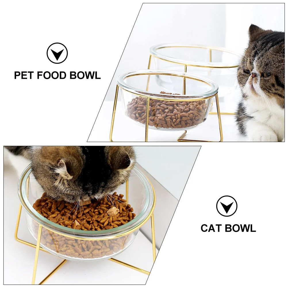 Миска для кормления домашних животных с высокой базой стеклянные миски собак еда