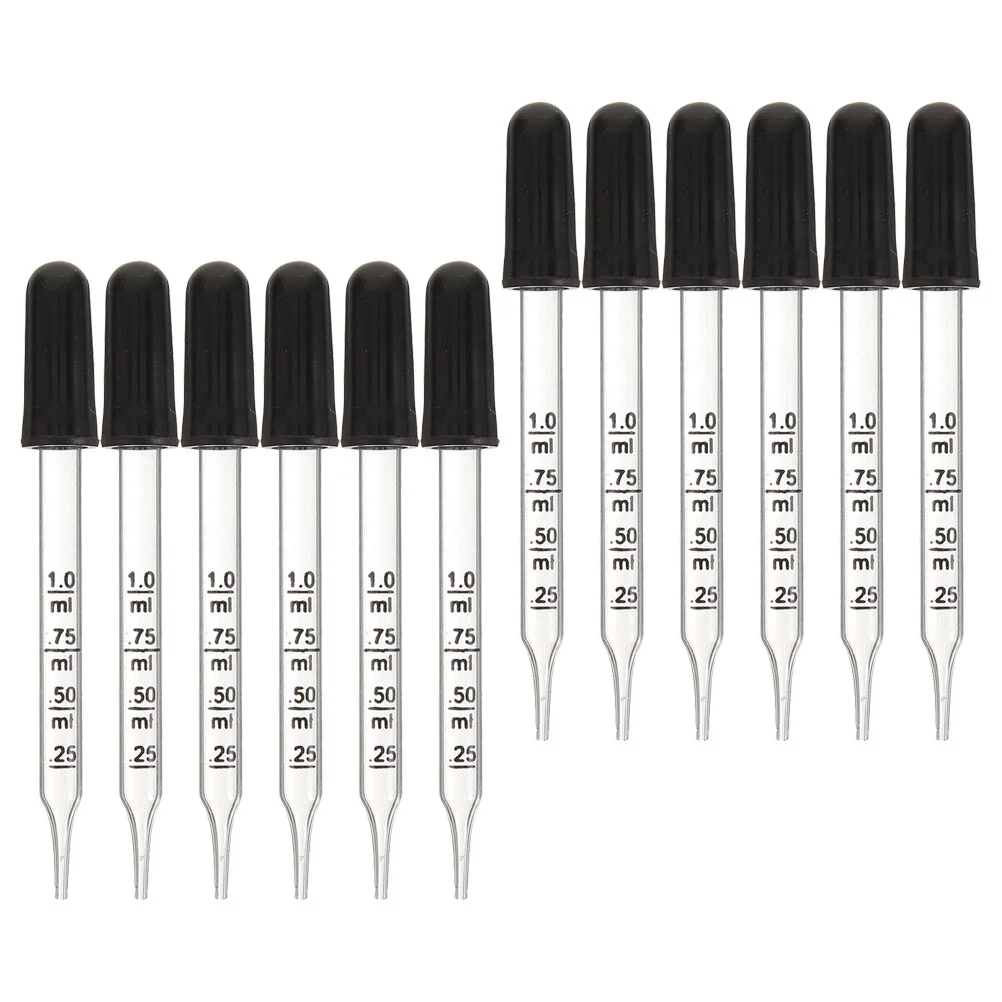 

12 Pcs Small Dropper Medicine Eye Droppers Essential Oils Dispenser Elderly Glass Straight Head Rubber Liquid Pipette