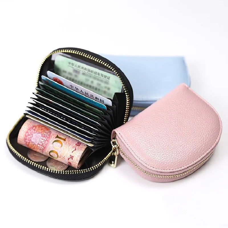 

PU ID Cards Holders Anti Thief Business Zipper Card Holder Bank Credit Bus Cards Cover Coin Pouch Wallets Organ Bag Organizer