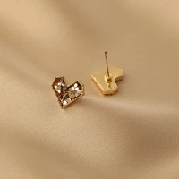 sweet gold color mini girl birthday gift love heart stud earrings for fashion women chic jewelry