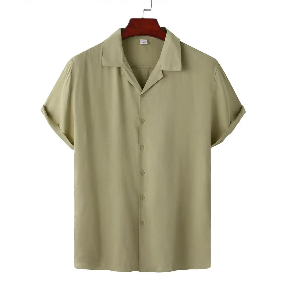 

Mens Solid Color Shirt Hawaiian Blouse Casual Fashion Short Sleeve Tops 2023 Loose Oversized Daily Tee Shirt For Men Clothing