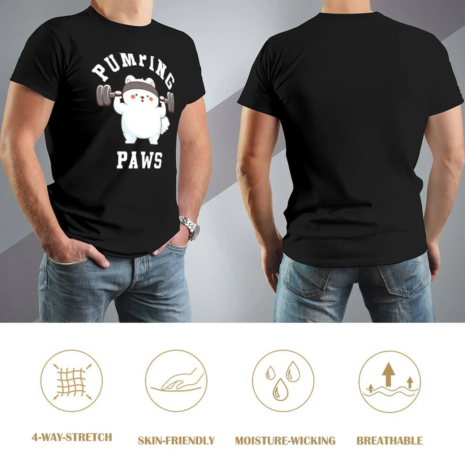 Футболка Samoyed Dog Pumping Paws быстросохнущая мужская одежда по индивидуальному заказу