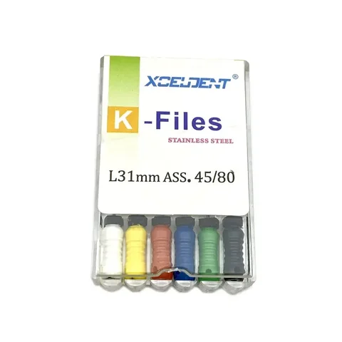 Xceldent К-файлы эндодонтические 31 мм из нержавеющей стали 6 шт.