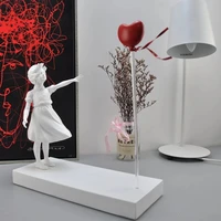 flying girl and heart balloon inspired by banksy artwork modern sculpture home decoration statue house decor england art nordic